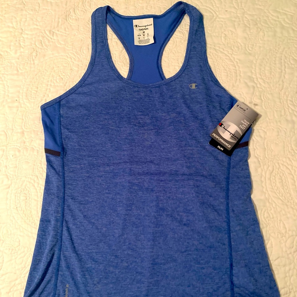 Women’s activewear . Runner racer back tank top by Champion . Size M blue NWT